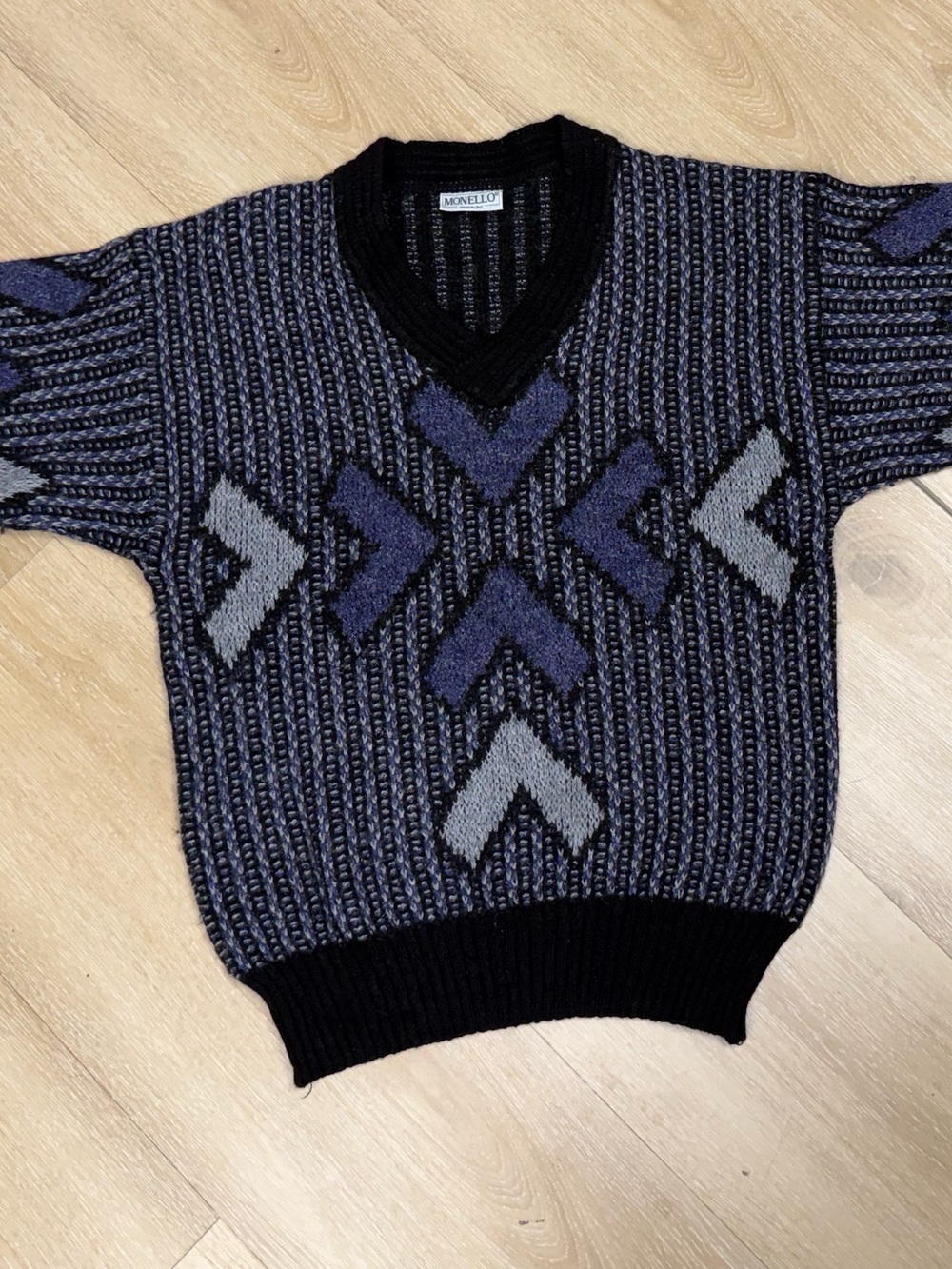 Vintage Monello Italy Cozy Wool Purple Gray Men’s Knit Sweater M/L